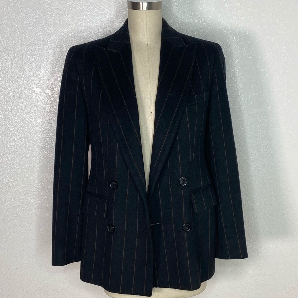 Maxmara Black Pin Stripe Wool Blazer Jacket 4